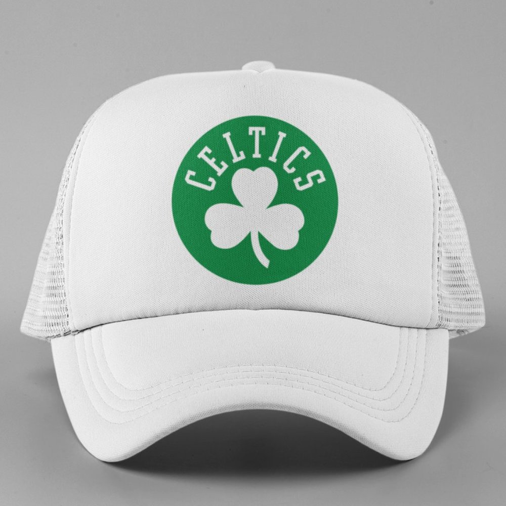NEW Boston Celtics '98 Shamrock Circle Logo Foam Trucker Mesh Snapback Hat WHITE